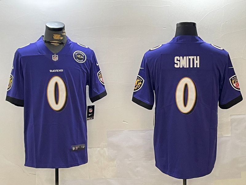 Men Baltimore Ravens #0 Smith Purple Second generation 2024 Nike Limited NFL Jersey style 2->baltimore ravens->NFL Jersey